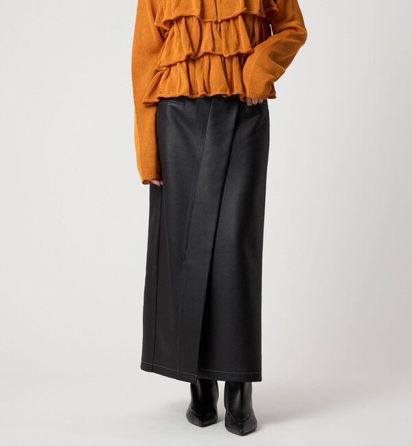 EMMEL REFINES「＜EMMEL REFINES＞EM マシュマロタッチ スリットステッチ スカート」|スカート|BLACK