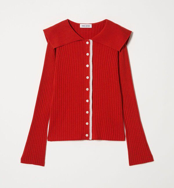 EMMEL REFINES「＜EMMEL REFINES＞EM レイヤーリブ ボタン ニット」|ニット・セーター|RED
