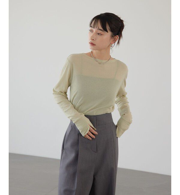 EMMEL REFINES「＜EMMEL REFINES＞EM テレコ ボートネック ロングスリーブ カットソー」|Tシャツ・カットソー|