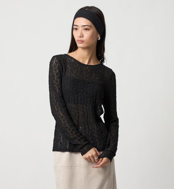 EMMEL REFINES「＜EMMEL REFINES＞EM カットレース クルーネック ロングスリーブ」|Tシャツ・カットソー|