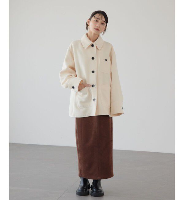 EMMEL REFINES「＜EMMEL REFINES＞EM スウェードライク ステッチ Iラインスカート」|スカート|