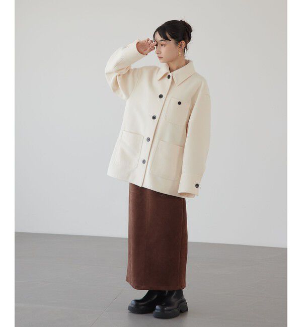 EMMEL REFINES「＜EMMEL REFINES＞EM スウェードライク ステッチ Iラインスカート」|スカート|