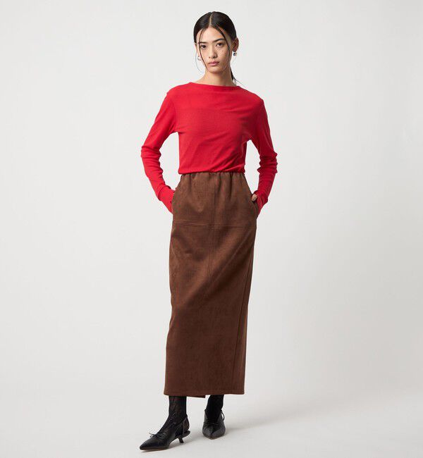 EMMEL REFINES「＜EMMEL REFINES＞EM スウェードライク ステッチ Iラインスカート」|スカート|