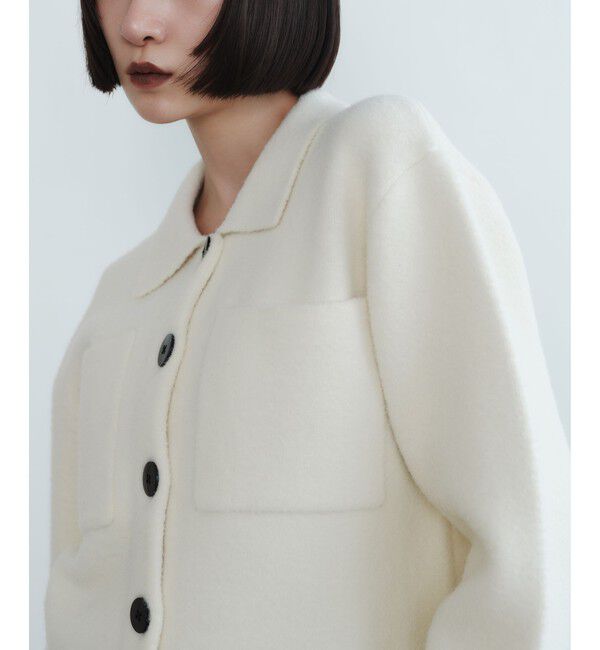 EMMEL REFINES「＜EMMEL REFINES＞EM セッケツ フェザーヤーン エリツキ カーディガン」|カーディガン|OFF WHITE