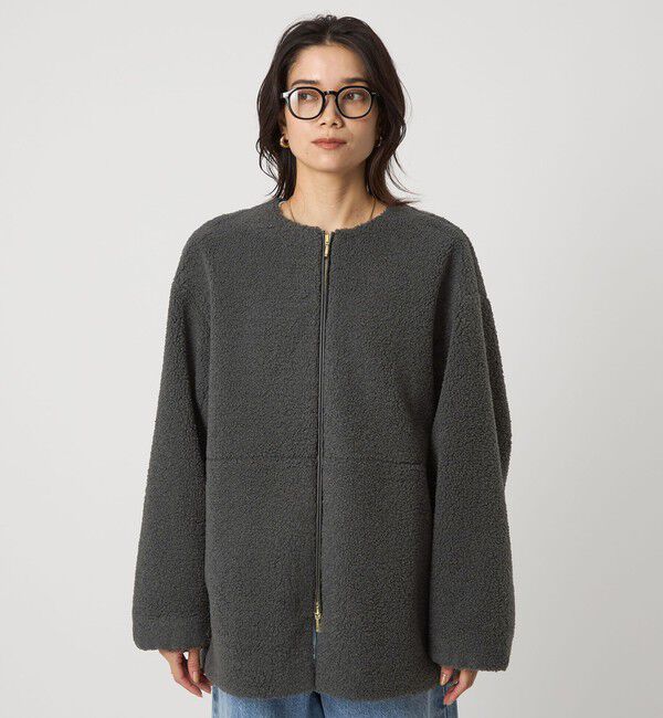 UNITED ARROWS green label relaxing「［size SHORTあり］ボア ノーカラー ブルゾン」|ブルゾン・スタジャン|