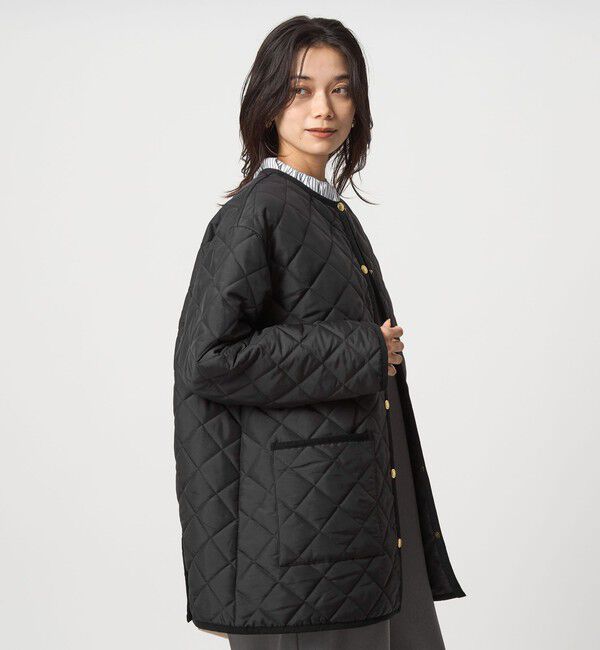 UNITED ARROWS green label relaxing「【別注】＜Traditional Weatherwear＞ARKLEY Aライン  キルティング  ミドル  コート」|ノーカラーコート|