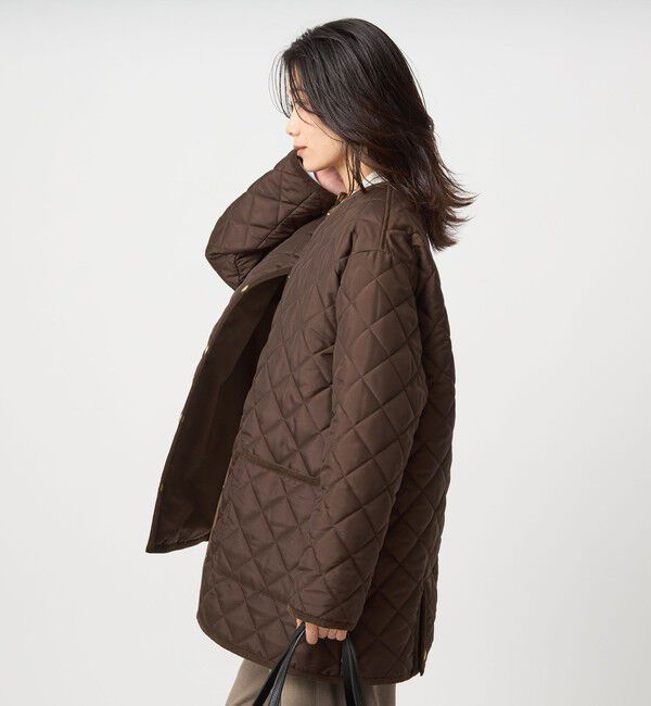 UNITED ARROWS green label relaxing「【別注】＜Traditional Weatherwear＞ARKLEY Aライン  キルティング  ミドル  コート」|ノーカラーコート|