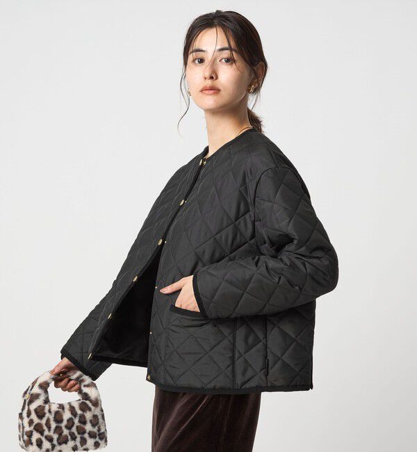 UNITED ARROWS green label relaxing「【別注】＜Traditional Weatherwear＞ARKLEY Aライン キルティング ショート コート」|ノーカラーコート|