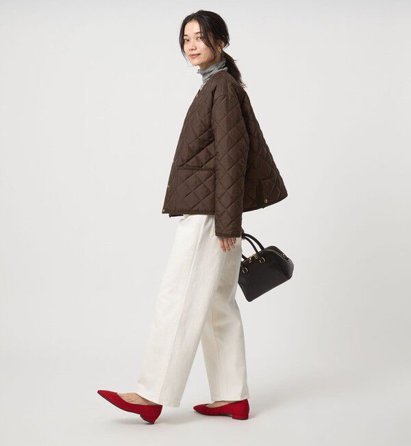 UNITED ARROWS green label relaxing「【別注】＜Traditional Weatherwear＞ARKLEY Aライン キルティング ショート コート」|ノーカラーコート|