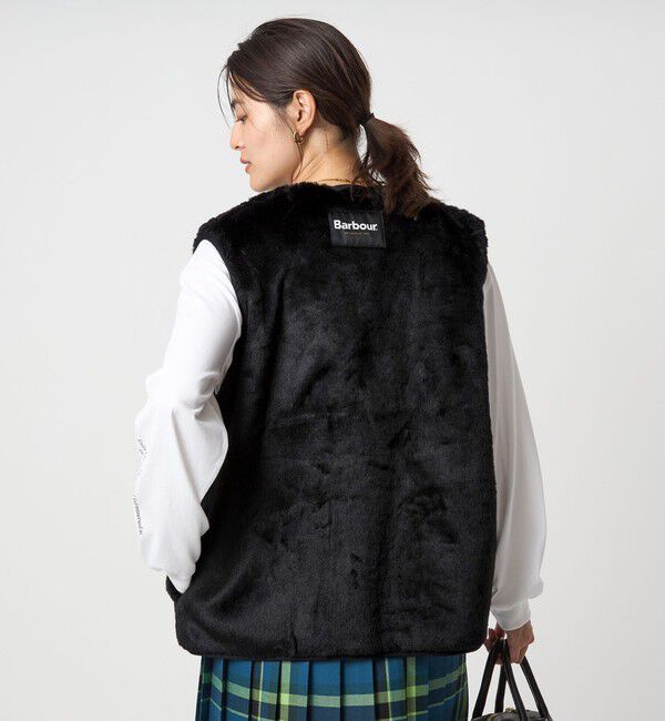 UNITED ARROWS green label relaxing「【別注】＜Barbour＞コーデュロイ&times;フェイクファー リバーシブル ベスト」|ベスト・ジレ|