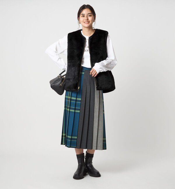 UNITED ARROWS green label relaxing「【別注】＜Barbour＞コーデュロイ&times;フェイクファー リバーシブル ベスト」|ベスト・ジレ|