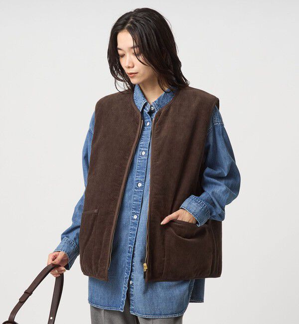 UNITED ARROWS green label relaxing「【別注】＜Barbour＞コーデュロイ&times;フェイクファー リバーシブル ベスト」|ベスト・ジレ|