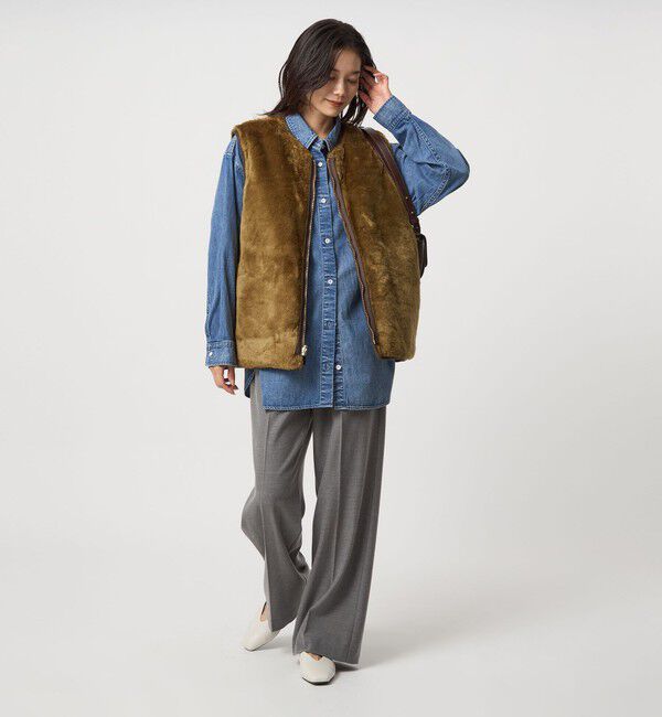 UNITED ARROWS green label relaxing「【別注】＜Barbour＞コーデュロイ&times;フェイクファー リバーシブル ベスト」|ベスト・ジレ|