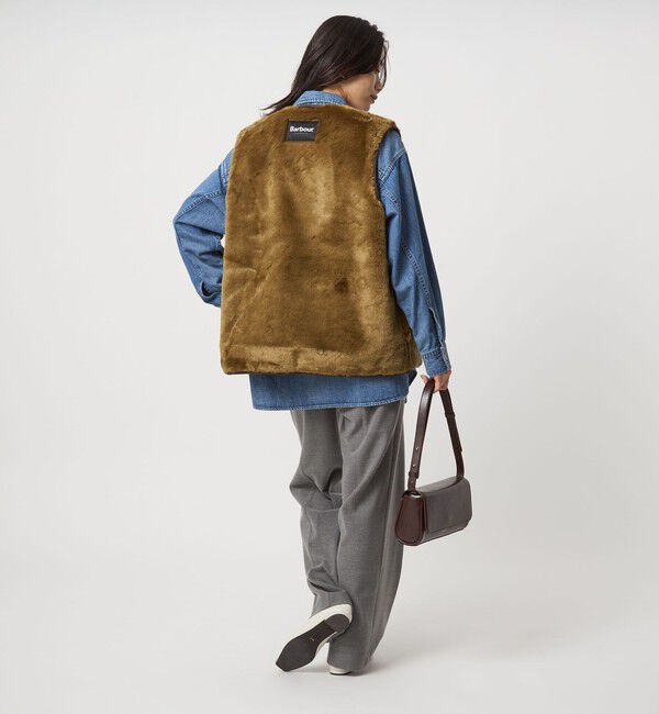 UNITED ARROWS green label relaxing「【別注】＜Barbour＞コーデュロイ&times;フェイクファー リバーシブル ベスト」|ベスト・ジレ|