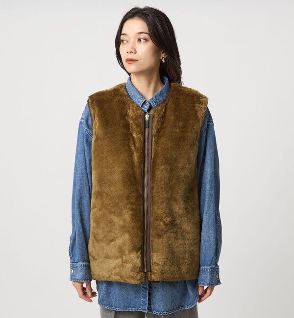 UNITED ARROWS green label relaxing「【別注】＜Barbour＞コーデュロイ&times;フェイクファー リバーシブル ベスト」|ベスト・ジレ|
