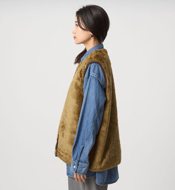 UNITED ARROWS green label relaxing「【別注】＜Barbour＞コーデュロイ&times;フェイクファー リバーシブル ベスト」|ベスト・ジレ|