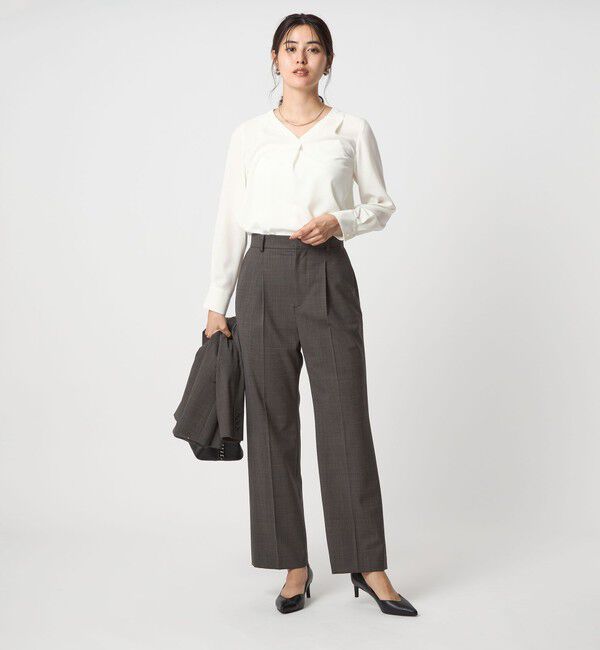 UNITED ARROWS green label relaxing「肩タック Vネック ブラウス マシンウォッシャブル UVカット」|シャツ・ブラウス|