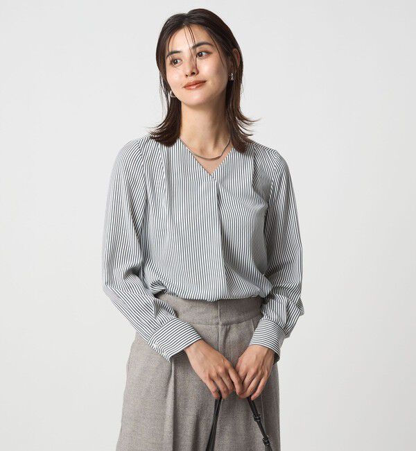 UNITED ARROWS green label relaxing「肩タック Vネック ブラウス マシンウォッシャブル UVカット」|シャツ・ブラウス|