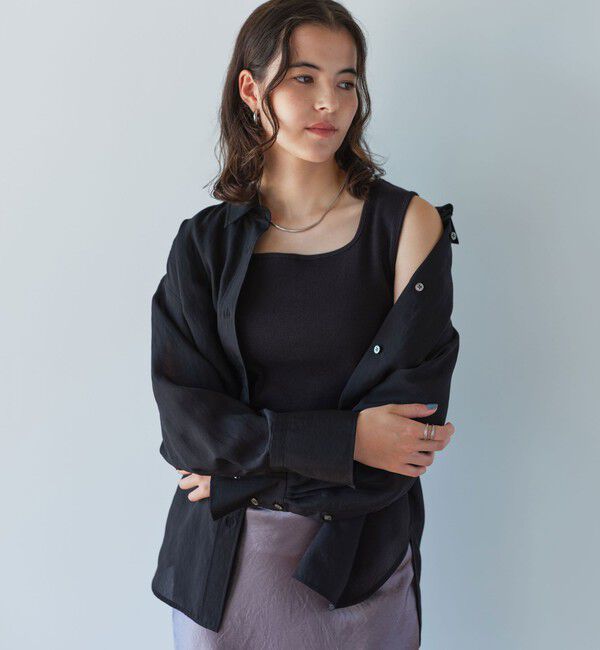 UNITED ARROWS green label relaxing「デコルテ フライス タンクトップ 2」|タンクトップ|BLACK