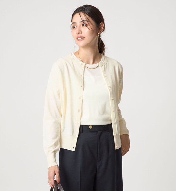 UNITED ARROWS green label relaxing「＜1_OF MINE＞クルーネック ニット カーディガン マシンウォッシャブル」|カーディガン|WHITE