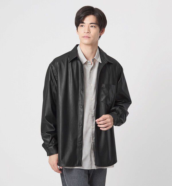 UNITED ARROWS green label relaxing「レザーライク ジャストルーズ シャツ」|シャツ・ブラウス|
