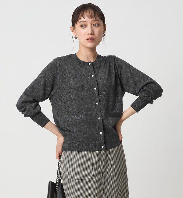 UNITED ARROWS green label relaxing「ラメ クルーネック ニット カーディガン ウォッシャブル」|カーディガン|