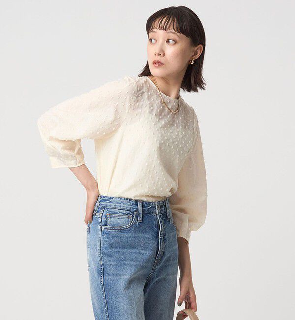 UNITED ARROWS green label relaxing「ドットジャカード ブラウス」|シャツ・ブラウス|OFF WHITE