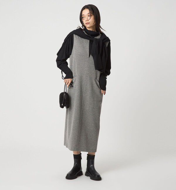 UNITED ARROWS green label relaxing「［size SHORTあり］カルゼ キーネック ジャンパースカート」|ジャンパースカート|MD.GRAY