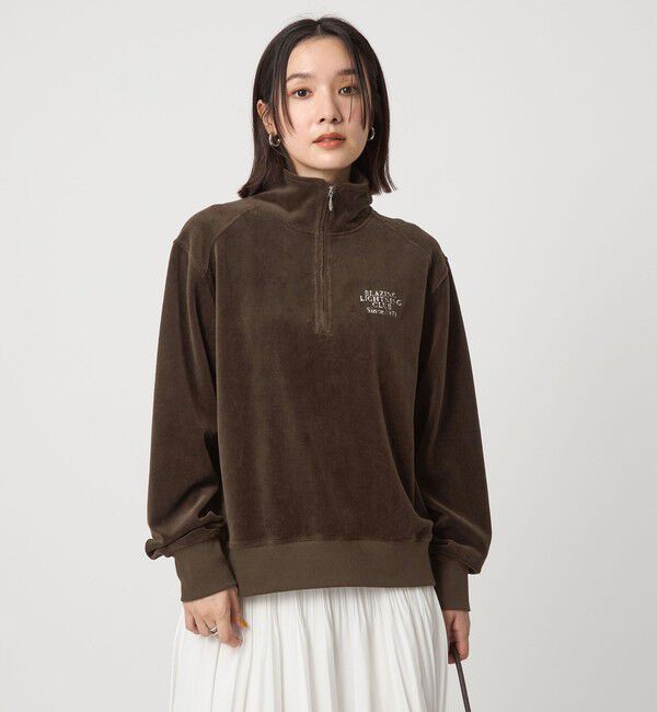 UNITED ARROWS green label relaxing「【WEB限定】＜at ease＞ベロア ハーフジップ プルオーバー」|Tシャツ・カットソー|