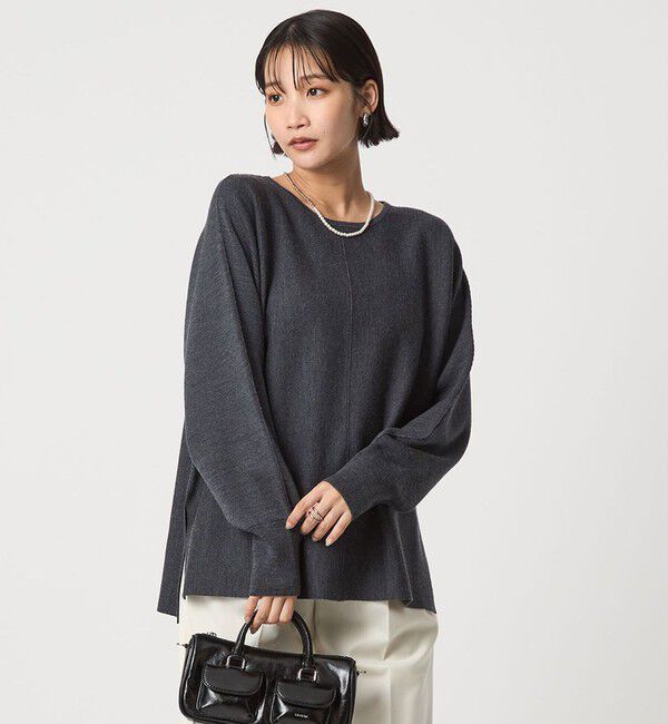 UNITED ARROWS green label relaxing「ウール スムース ワイド ニット プルオーバー ウォッシャブル」|ニット・セーター|MD.GRAY