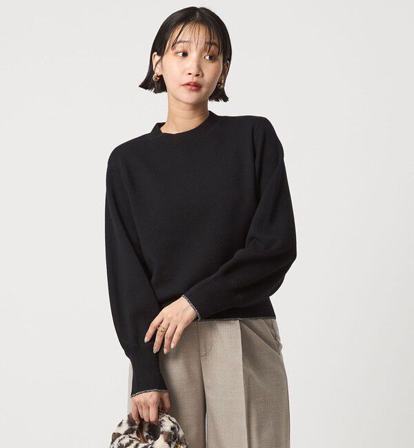 UNITED ARROWS green label relaxing「ウール スムース ボトルネック フォルム ニット プルオーバー ウォッシャブル」|ニット・セーター|BLACK