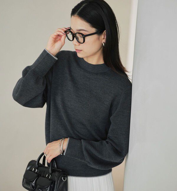 UNITED ARROWS green label relaxing「ウール スムース ボトルネック フォルム ニット プルオーバー ウォッシャブル」|ニット・セーター|MD.GRAY