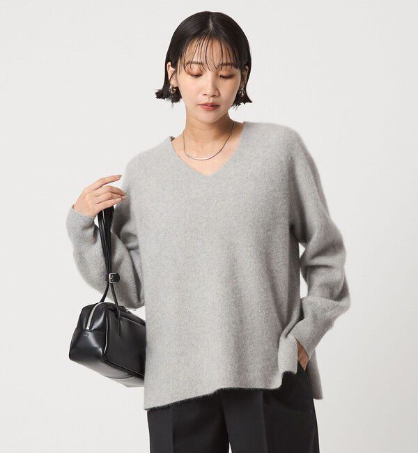 UNITED ARROWS green label relaxing「FOXブレンド フォルム Vネック ニット プルオーバー」|ニット・セーター|LT.GRAY