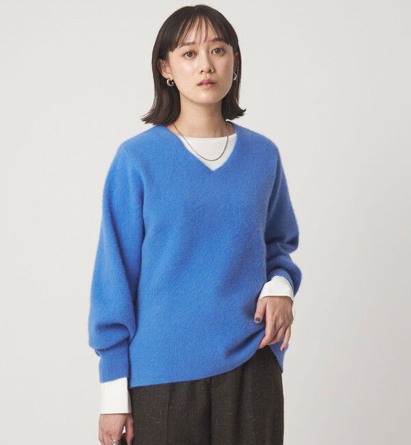 UNITED ARROWS green label relaxing「FOXブレンド フォルム Vネック ニット プルオーバー」|ニット・セーター|COBALT