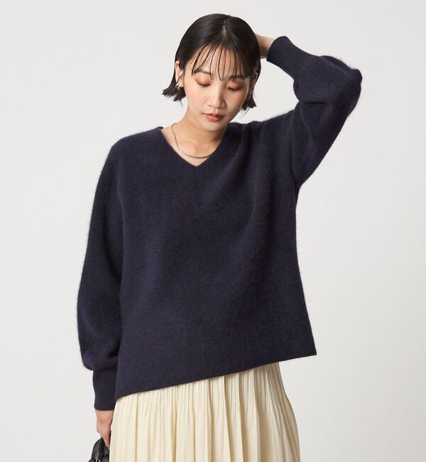 UNITED ARROWS green label relaxing「FOXブレンド フォルム Vネック ニット プルオーバー」|ニット・セーター|