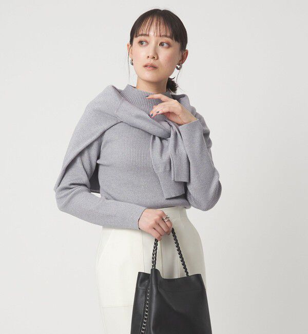 UNITED ARROWS green label relaxing「ラメ リブ ボトルネック ニット プルオーバー ウォッシャブル」|ニット・セーター|