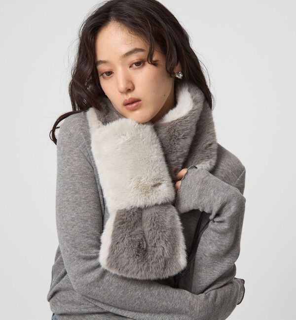 UNITED ARROWS green label relaxing「フェイクファー リバーシブル マフラー」|ストール|LT.GRAY