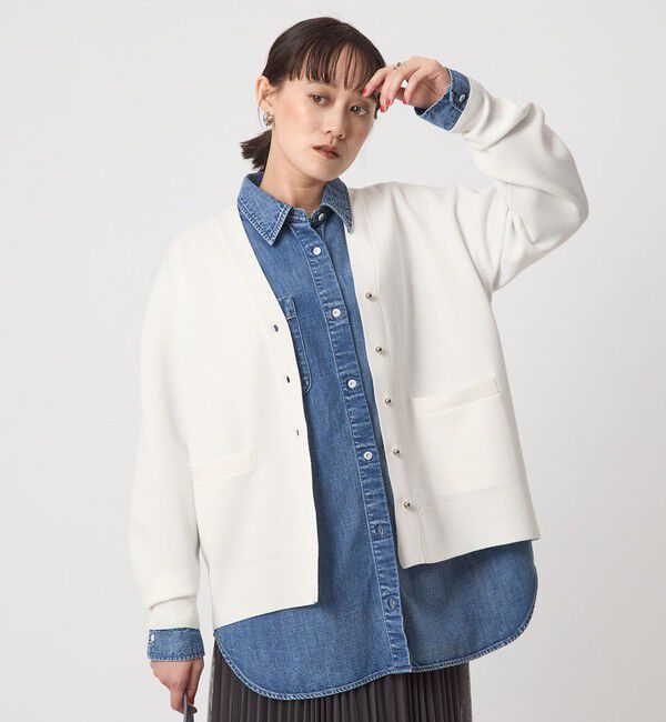 UNITED ARROWS green label relaxing「W/AC パフニット カーディガン ウォッシャブル」|カーディガン|OFF WHITE