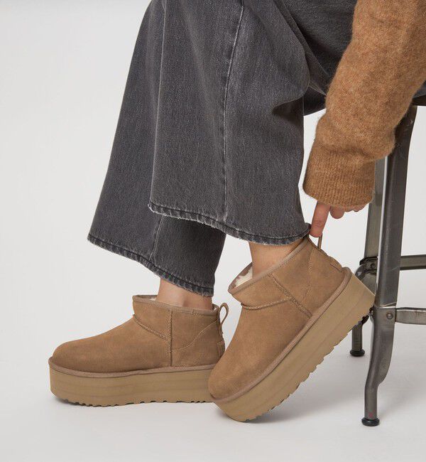 UNITED ARROWS green label relaxing「＜UGG＞クラシック ウルトラ ミニ プラットフォーム / Classic Ultra Mini Platform」|ロングブーツ|MD.BROWN