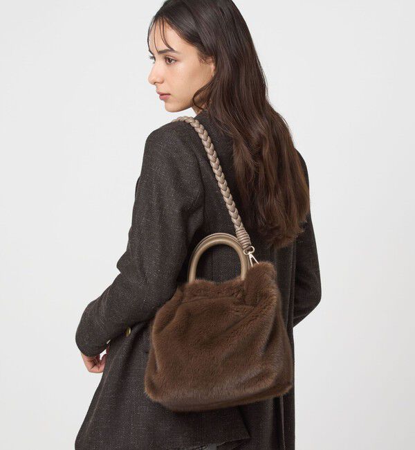 UNITED ARROWS green label relaxing「フェイクファー2WAY トートバッグ / ショルダーバッグ」|ショルダー・メッセンジャー|DK.BROWN