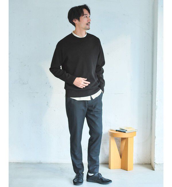 UNITED ARROWS green label relaxing「ポリエステル ウール ミラノリブ クルーネック ニット」|ニット・セーター|