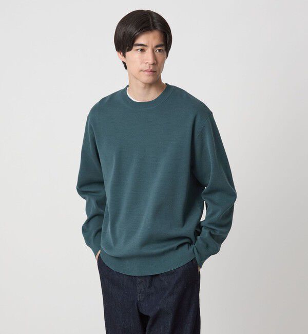 UNITED ARROWS green label relaxing「ポリエステル ウール ミラノリブ クルーネック ニット」|ニット・セーター|TURQUOISE