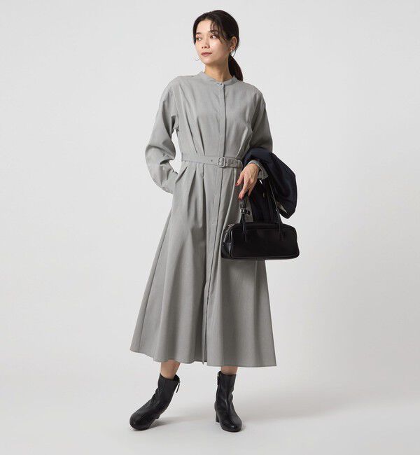 UNITED ARROWS green label relaxing「ウエスト ベルト ロングスリーブ ワンピース マシンウォッシャブル」|ワンピース|