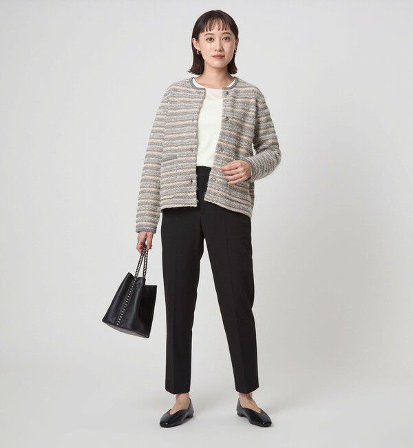 UNITED ARROWS green label relaxing「ミックスツイードライク ノーカラー ニット カーディガン」|カーディガン|