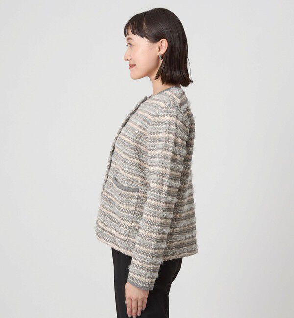 UNITED ARROWS green label relaxing「ミックスツイードライク ノーカラー ニット カーディガン」|カーディガン|