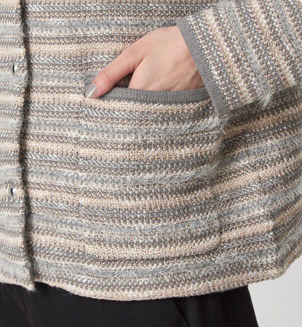 UNITED ARROWS green label relaxing「ミックスツイードライク ノーカラー ニット カーディガン」|カーディガン|