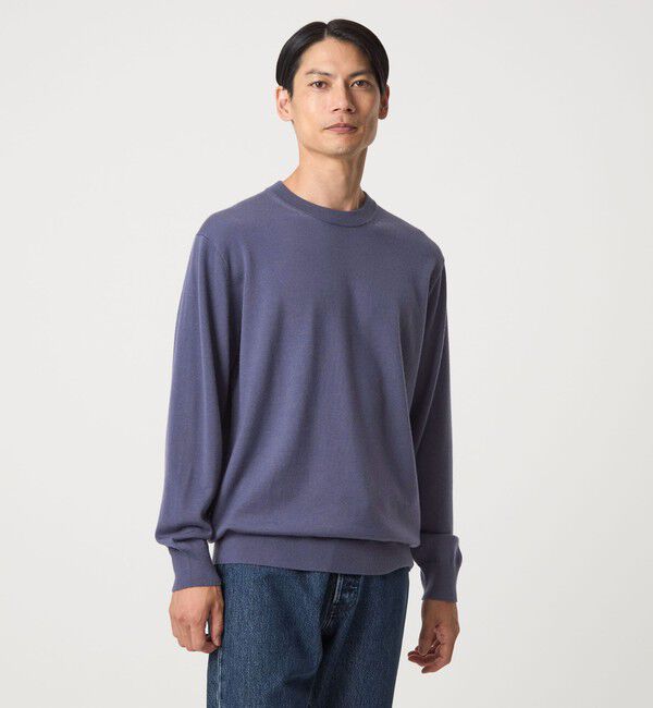 UNITED ARROWS green label relaxing「Super 120's ハイゲージ クルーネック ニット」|ニット・セーター|PURPLE