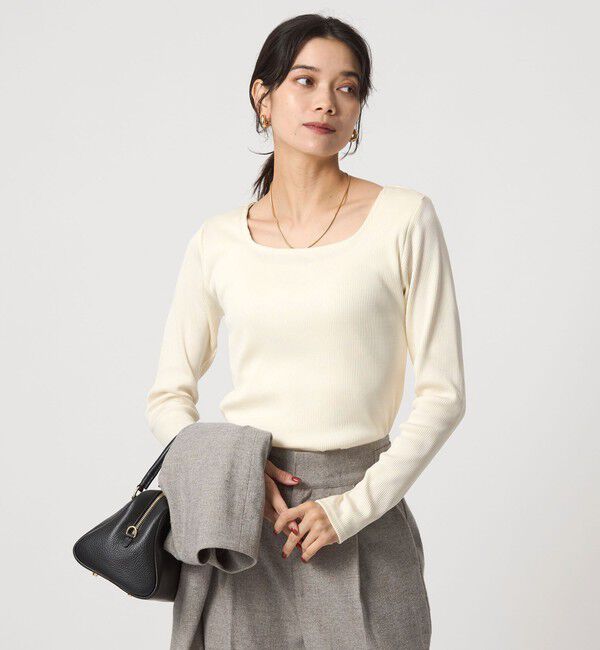 UNITED ARROWS green label relaxing「ブライトリブ スクエアネック ロングスリーブ カットソー 制菌」|Tシャツ・カットソー|