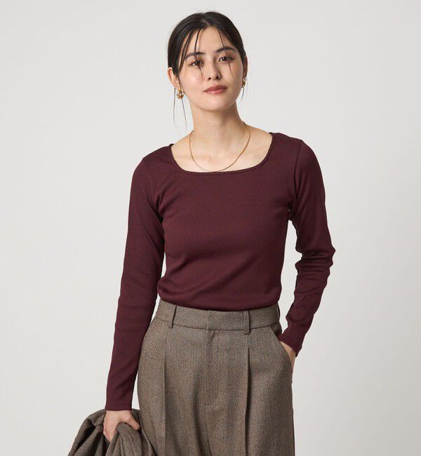 UNITED ARROWS green label relaxing「ブライトリブ スクエアネック ロングスリーブ カットソー 制菌」|Tシャツ・カットソー|