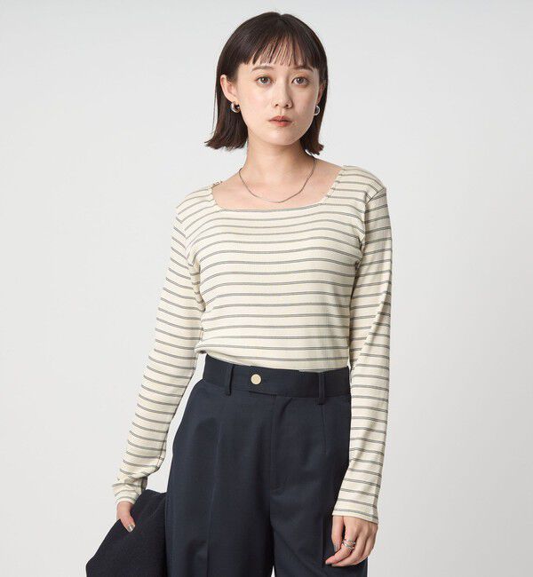 UNITED ARROWS green label relaxing「ブライトリブ スクエアネック ロングスリーブ カットソー 制菌」|Tシャツ・カットソー|